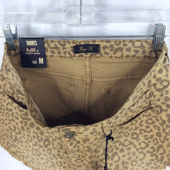 NWT Klique B Los Angeles Shorts Various Leopard Print Cutoff Fringe Denim - Picture 3 of 4